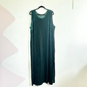 Vintage Green Velvet Maxi Dress Whimsical Retro Glam Y2K Witchy Whimsigoth‎ 2X